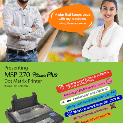 TVS MSP 270 Classic Plus Dot Matrix Printer - Image 2