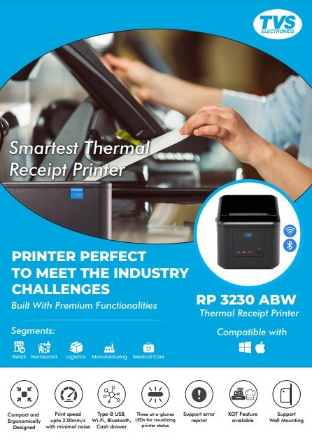 TVS RP 3230 ABW Receipt Printer With USB + Bluetooth + Wifi Connectivity. - Image 2