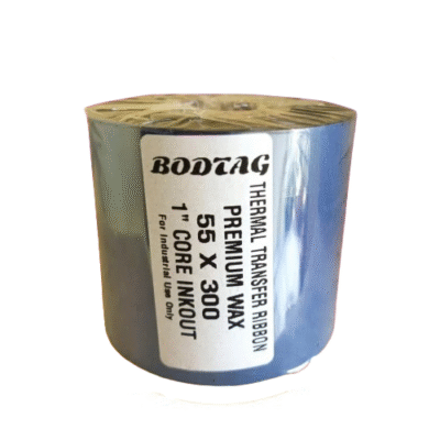 Bodtag 55mm x 300 Mtr Wax Ribbon.