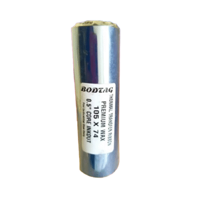 Bodtag 105 mm x 74 Mtr Wax Ribbon Core: 0.5 inch.