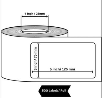 75X125 Direct Thermal (Dt) Barcode Label Sticker - 3 X 5 Inch - 75Mm X 125Mm - 500 Labels/Roll - Image 2
